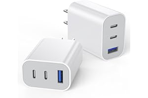 ARTICONA [2-Pack]iPhone 17 16e 15 Charger Block,35W 3-Port Fast USB C Charger Block Dual Port PD Power Adapter + QC Wall Plug Multiport USBC Wall Charge Block for iPhone 17/17 Air/17 16 15 Pro/Pro Max/14/13/12