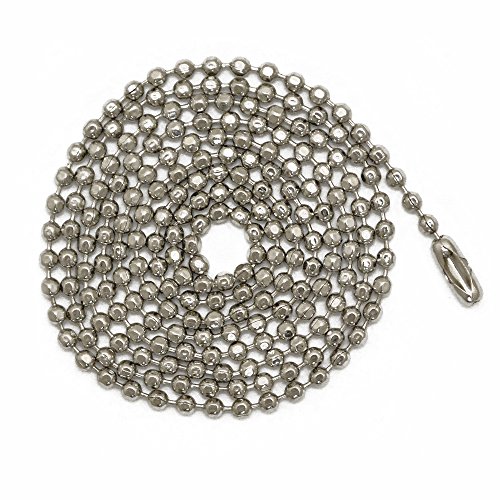 3 Foot Length Ball Chains, Number 6 Size, Sparkling Faceted Nickel Plated Steel with Matching Connectors (3 Pack) - Thumbnail 2