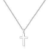 DOTBJ 925 Sterling Silver Small Cross Necklace for Men Women