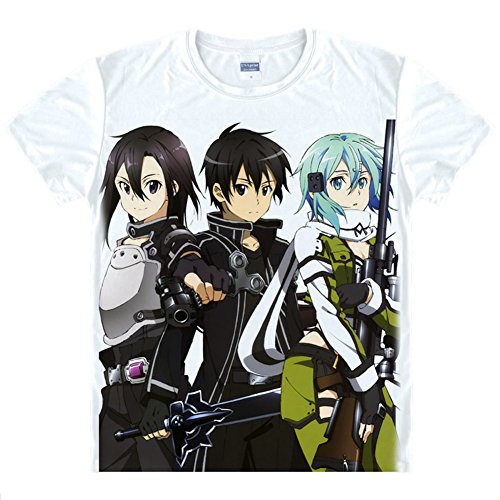Sword Art Online Kirito Anime SAO Asuna Yuuki Tee Mens T-Shirts