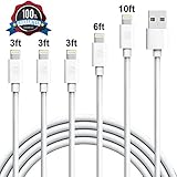 iPhone Charger, Everdigi Lightning Cable 8 Pin iPhone Charging Cable Cord Compatible with 3FT 3FT 3FT 6FT 10FT iPhone X 8 8Plus 7 7Plus 6s 6sPlus 6 6Plus SE 5 5s 5c iPad iPod & More (white, 5pack)