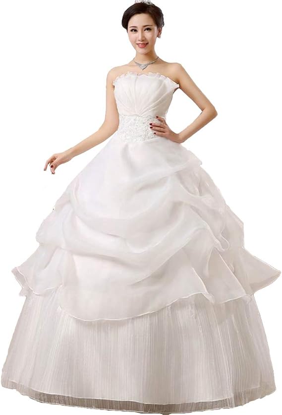 Amazon Zuomaレディーズ ロング丈 レースアップ 演奏会ドレス ステージドレス フワフワチュール マタニティ ウェディングドレス 花嫁ワンピース 結婚式ドレス フォーマルドレス 華麗なイブニングドレス ビスチェ イブニングドレス 通販