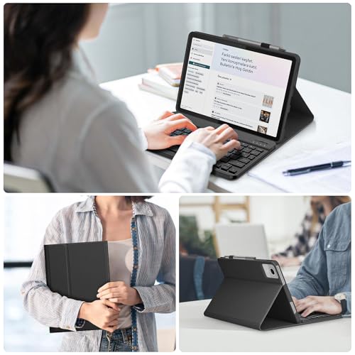 Capa com Teclado para Lenovo Tab M11 2024 11 Polegadas, Layout em Português Brasileiro Teclado com Capa para Lenovo Tablet M11 2024 de 11 Polegadas, Preto