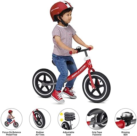 Vélo d'équilibre à gros pneus, vélo pour tout-petits, 1,5 à 5 ans, vélo d'équilibre rouge et blanc pour enfants