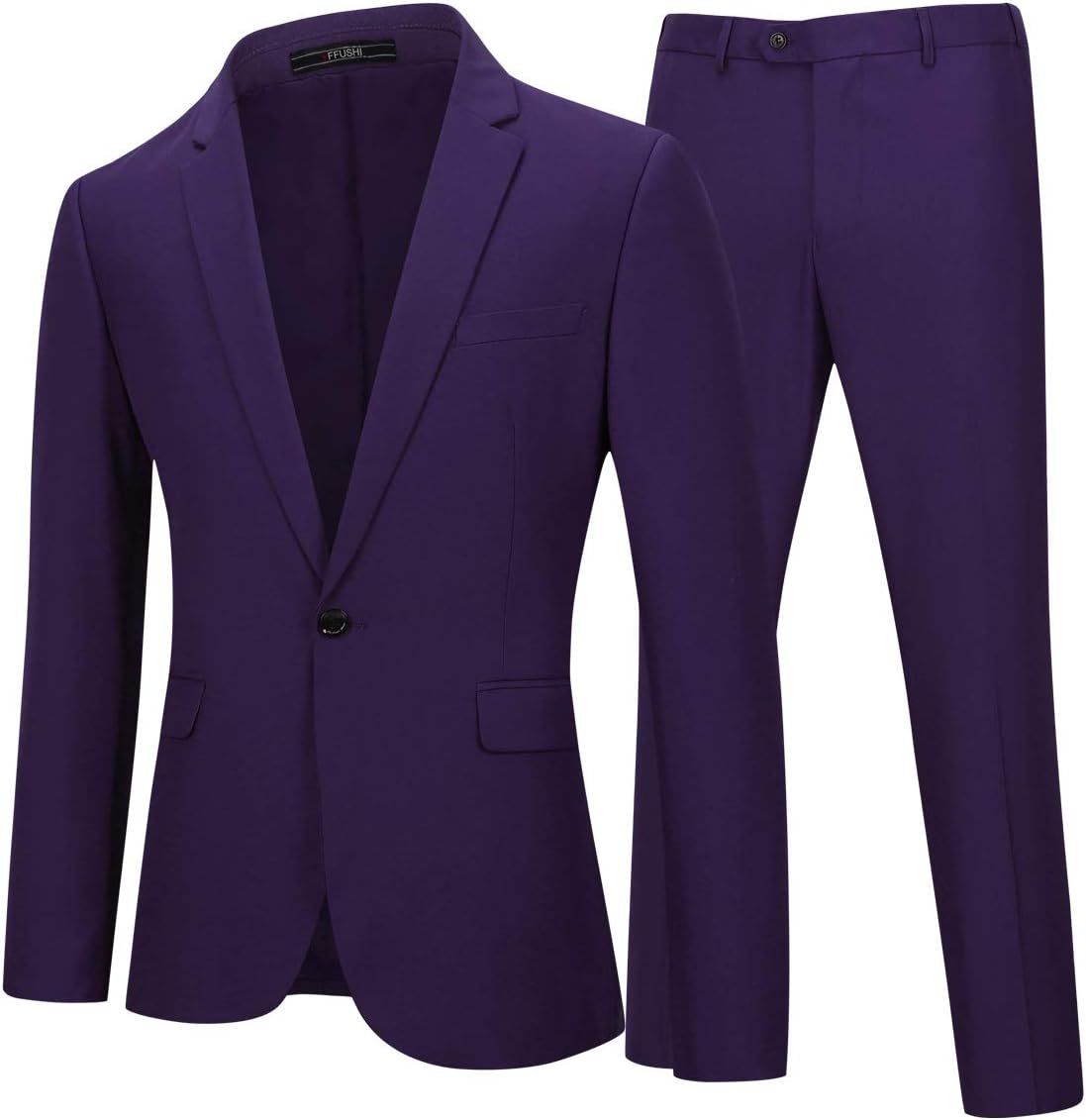 Mens 2 Piece Suits One Button Formal Slim Fit Solid Color Wedding Tuxedo