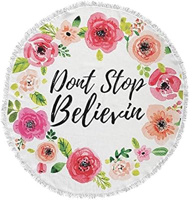 بطانية منشفة للشاطئ من كيس إينهاوس عليها رسمة أصلية عليها رسمة Don T Stop Believin باللون المرجاني والأبيض المستدير Amazon Ae