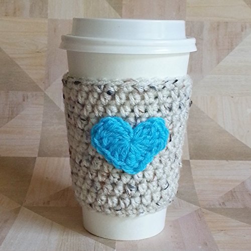 Tea Cup Sleeve Oatmeal with Turquoise Heart