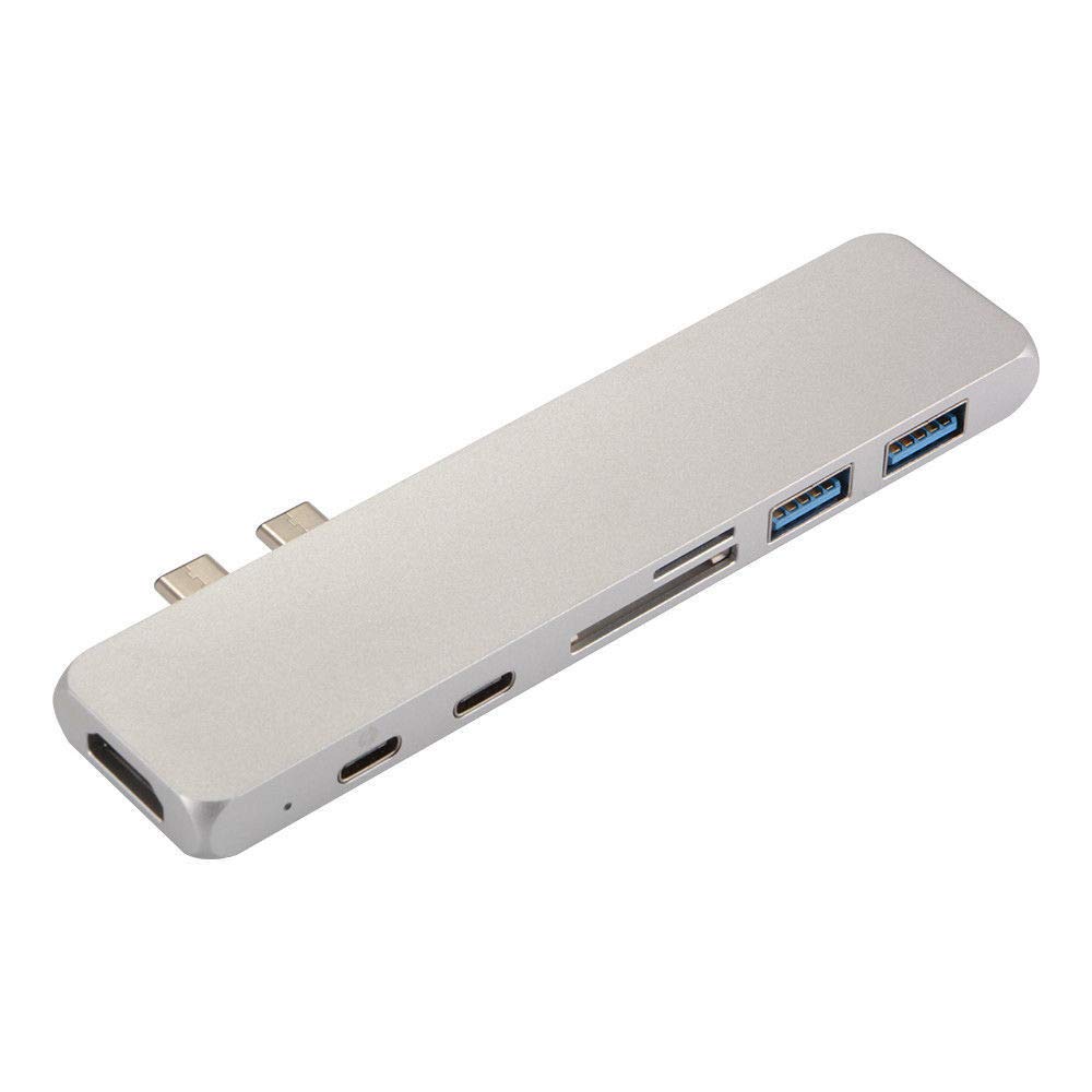 7-in-1 Dual Type-C Hub Multiport Card Reader Adapter HDMI for MacBook Pro