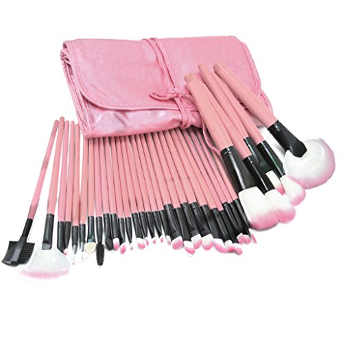 ZENITH FASHION 2015 New Pro Makup Brush set Pink Make Up Brushes 32Pcs Make Up Set Brush Tool + pink Leacher Case