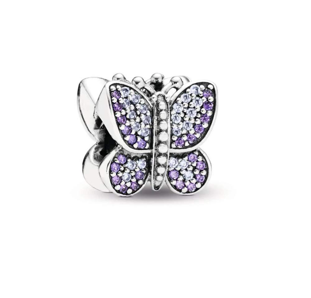 FGT Animal Purple Butterfly Charm for Bracelets Necklaces Pendants Sterling Silver Gift for Grandma Mum Daughter Auntie Granddaughter Best Friend Women Girls Family Mothers Day Valentine Birthday
