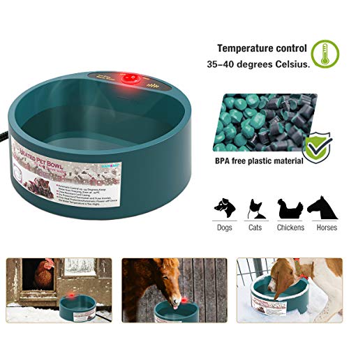 PETLESO Heated Dog Water Bowl Pet Water Heating Bowl for Cats Dogs