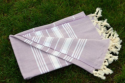 Dandelion - Basic Pattern - Naturally-Dyed Cotton Turkish Towel Peshtemal - 71x39 Inches - Lilac