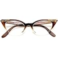AStyles - Vintage 80s Inspired Fashion Clear Lens Cat Eye Glasses Rhinestones
