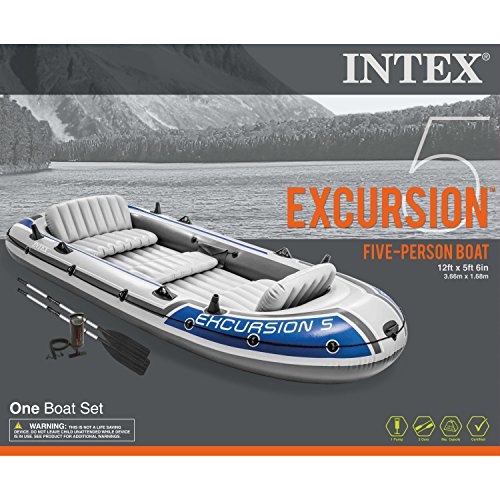 Intex-Excursion-5-5-Person-Inflatable-Boat-Set-with-Aluminum-Oars-and-High-Output-Air-Pump-Latest-Model