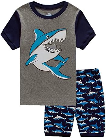 Rebavl Boys Pajamas Shark Graphic Toddler Clothes Kids Short PJS Cotton 2 Piece Sleepwear