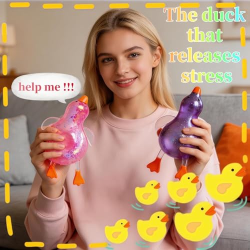 SLEEPHEAD®Cute Duck Squishy Stress Ball - Ultra Squishy Slow Rising Sensory Fidget Toy, Soft Moldable Gel Ball for Anxiety Relief, Calming Tool for Focus & Concentration, Fun Gift for Adults (Blue)