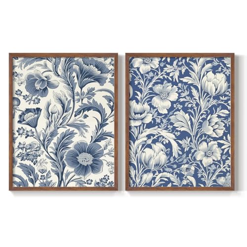 Renditions Gallery Set of 2 Peel & Stick Framed Prints, Abstract Wall Art, Blue…