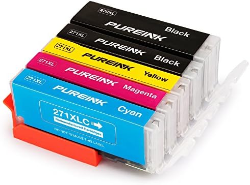 PUREINK Ink Cartridges Replacement for Canon PGI-270XL CLI-271XL PGI 270 XL CLI 271 XL, High Yield 1 Set 5 color, Work with Canon PIXMA MG6820 MG6821 MG6822 MG5720 MG5721 MG5722 TS5020 TS6020.