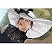 June's young Women Hats Summer Big Hat Wide Brim Top Flower(White/black)