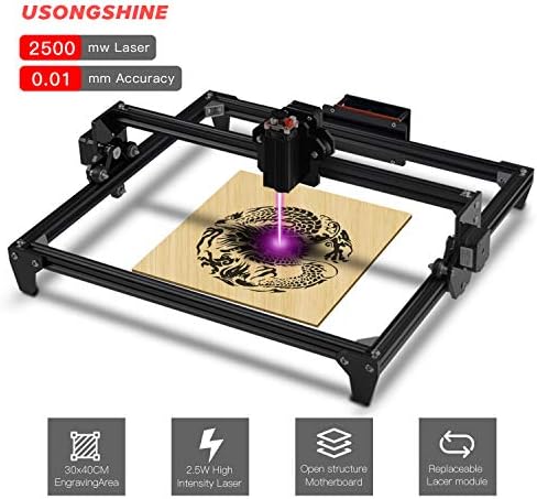 CNC Laser Engraving Machine DIY Engraver Desktop Wood Router/Cutter/Printer + Laser Goggles Working Area 300x400mm 2 Axis (2500MW)