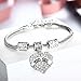 3PCs Crystal Love Heart Charm Little Sis Middle Sis Big Sis Bracelet Sister Jewelry Gifts (Clear)