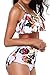 Heat Move Women Retro Flounce High Waisted Bikini Halter Neck Two Piece Swimsuit (Floral, Large)