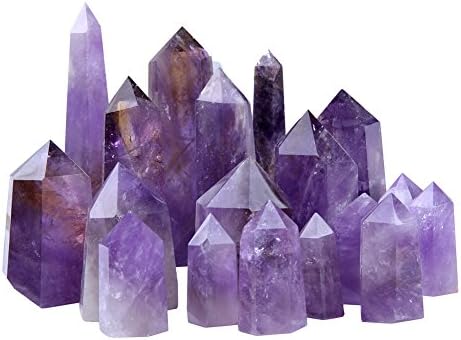 Tree Jewelry Natural Purple Crystal Point 6 Faceted Amethyst Wand, 1 pound for Healing, Reiki, Grids, Figurine Specimen Displays