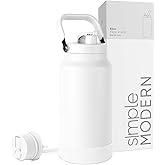 Simple Modern Trek Pivot | Half Gallon Water Bottle Jug with Handle & Boot | Interchangeable Straw & Chug Lids | Large Insulated Stainless Steel | Sports Camping Outdoors | 64oz, Winter White