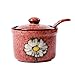 Varsytus Ceramics Retro Flower Sugar Bowl with Lid and Spoon 5.5 Ounces Red