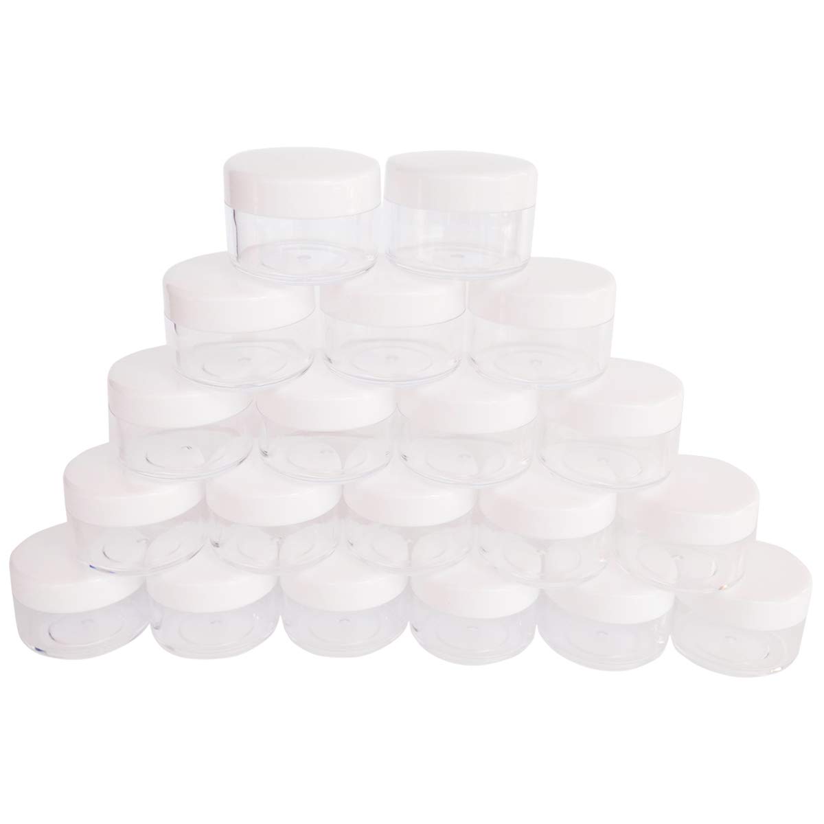 GreatforU 20pcs 15 Gram 15ml Small Empty Sample Jars, Refillable Cosmetic Container, Plastic Round Pot WHITE Screw Cap Lid, Tiny 15g Bottle for Makeup Eye-shadow Nails Salves Ointments, Free Spatulas : Beauty