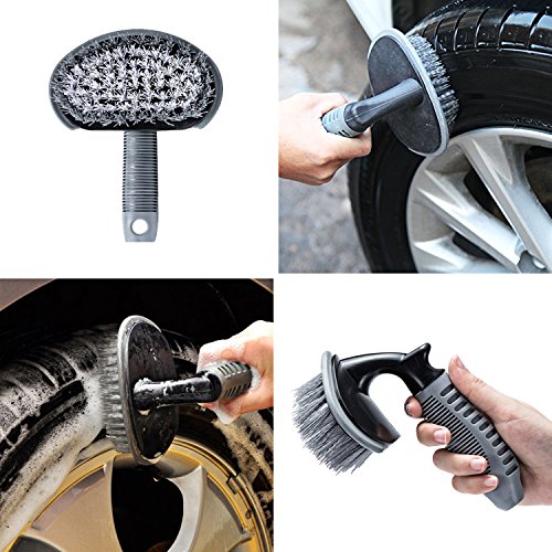Carperipher Car Cleaning Kit, 4 Pack Car Washing Tools - with Soft Chenille Car Washing Sponges & Mitts, Wash Cloth Towel Auto Care Tools, Tire Cleaner Brush & Wheel Cleaner Brush Auto Detailing Tool