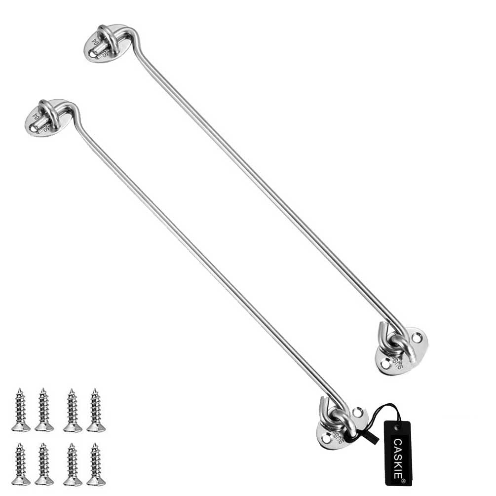 14 inch Stainless Steel 304 Heavy Duty Cabin Hook and Eye Lock for Shed 2PCS, Gate or Garage Door - CASKIE