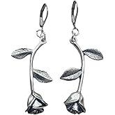 Rose Flower Leverback Earrings, Beautiful Flower Ear Clip for Man Woman, Vintage Style Creative Dainty Jewelry