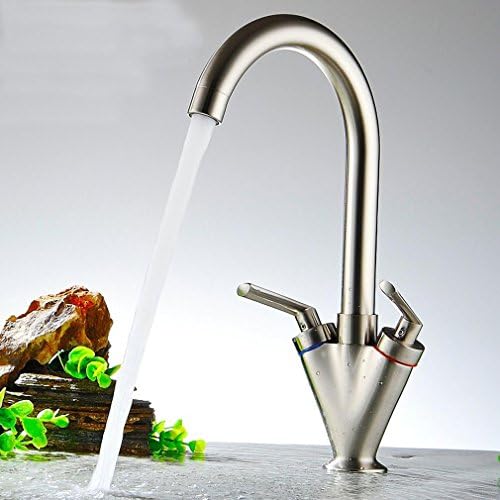 Heruai Full Copper Ceramic Chip Spool Kitchen Double Put Single Hole Sink Dish Wash Pot Spray Black Hot And Cold Water Faucet Can Be Rotated , a