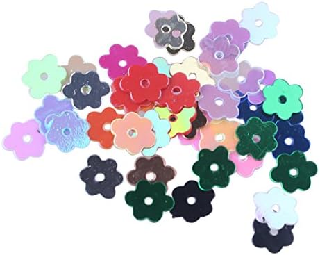 6mm Colorful Iridescent Gold Pink Purple White Yellow Green Flower Flat Loose Sequins Paillettes … (mixed-1500pcs)