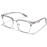ZanyLen Blue Light Glasses Men Rectangle Large Browline Computer Gaming Glasses Blue Blocker Anti-Glare UV400 Protection Clear Lens