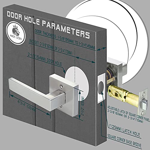Hade Lion Passage Square Door Handles Without Lock, Easy to Install