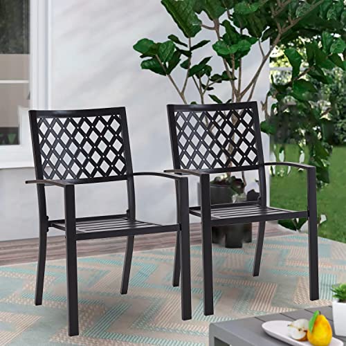 VICLLAX Outdoor Metal Bistro Dining 2 Chairs Set Patio Stackable