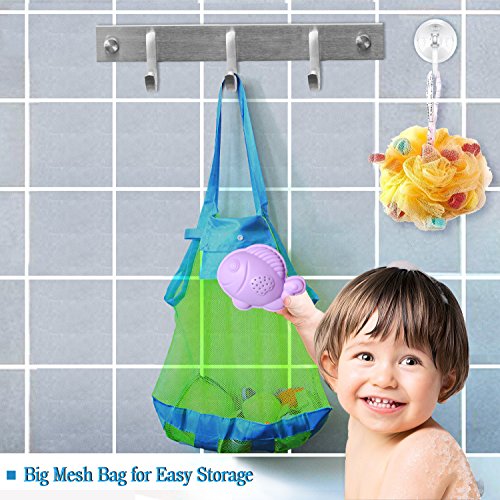 MEIGO Beach Sand Toys - Toddler Outdoor Pool Bath Play Set Soft Plastic Sandbox Toys with Models and Molds Bucket Shovel Rake Mesh Bag for Baby Kids (18pcs)