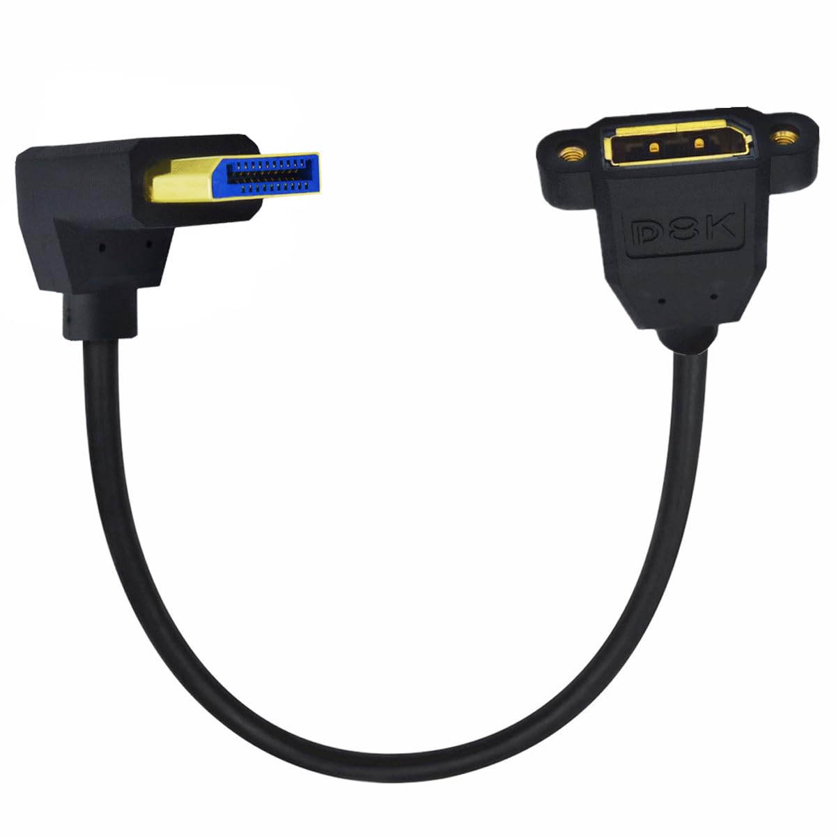 CY Cable 8K DisplayPort Display Port Male to Female Extension Cable 90 Degree Angled Up