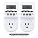 Techbee 7-Day Programmable Digital Countdown Timer Switch with 3-Prong Plug and Outlet, Set of 2