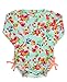 RuffleButts Infant / Toddler Girls Floral Long Sleeve Ruffled Rash Guard One-Piece Swimsuit