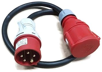 Naka24 213201 CEE Starkstrom Adapter Stecker und Steckdose 16A auf 32A Standard, 6400 W, 1000x80x100