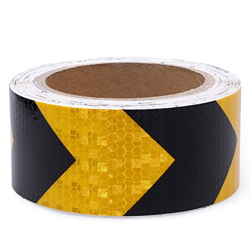 2" X 30 Feet Reflective Hazard Warning Tape Waterproof Yellow/Black High Intensity Reflector