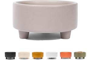 Waggo Uplift Ceramic Dog Bowl for Small Medium and Large Breeds - Heavyweight and Durable Pet Food and Water Dish Crock, Dishwasher Safe, Modern, Elevated Feeder (Vintage Grey, Large)