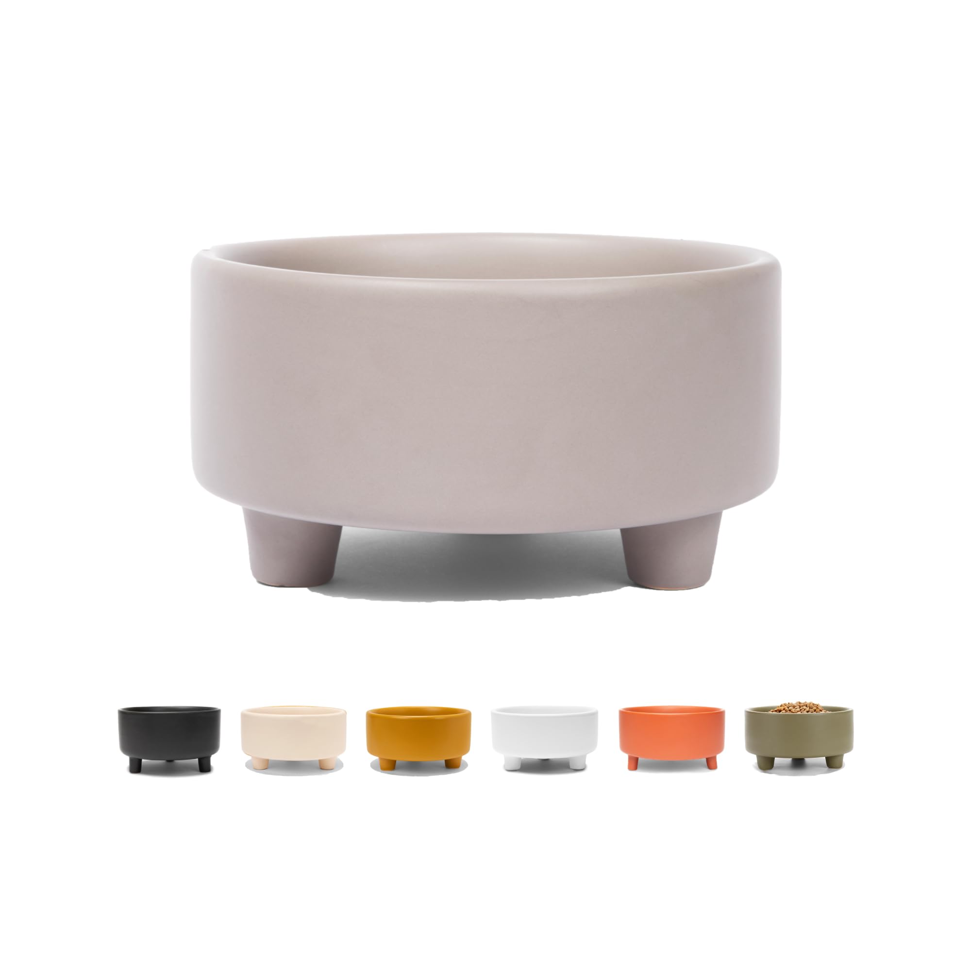 Photo 1 of Waggo Uplift Ceramic Dog Bowl for Small Medium and Large Breeds - Heavyweight and Durable Pet Food and Water Dish Crock, Dishwasher Safe, Modern, Elevated Feeder (Vintage Grey, Large)
