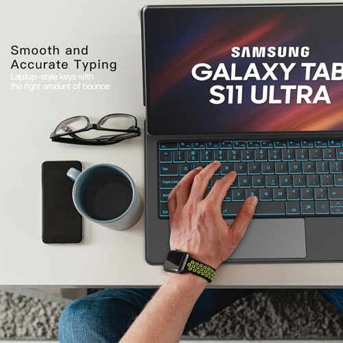 Funda con Teclado para Samsung Galaxy Tab S11 Ultra 14.6", Diseño Flotante Tipo Magic, Soporte Magnético, Modo Dex con un Clic, Tecla IA, Trackpad Integrado, Retroiluminación 7 Colores, Negro