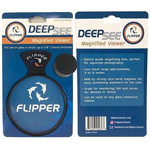Flipper DeepSee 4" Magnetic Aquarium Viewer – Optical-Grade Magnifying Lens for Glass & Acrylic Tanks up to 5/8" Thick – Hands-Free Underwater Viewing for Fish, Corals & Aquarium Photography – Black