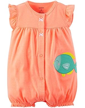 Carter's Baby Girls 1-piece Appliqué Snap-Up Romper