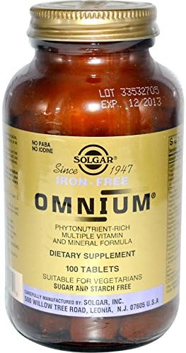 Solgar, Omnium, Multiple Vitamin and Mineral Formula, Iron-Free, 100 Tablets, Madre Labs, Omega-3 Premium Fish Oil, 180 mg EPA/120 mg DHA, 100 Softgels